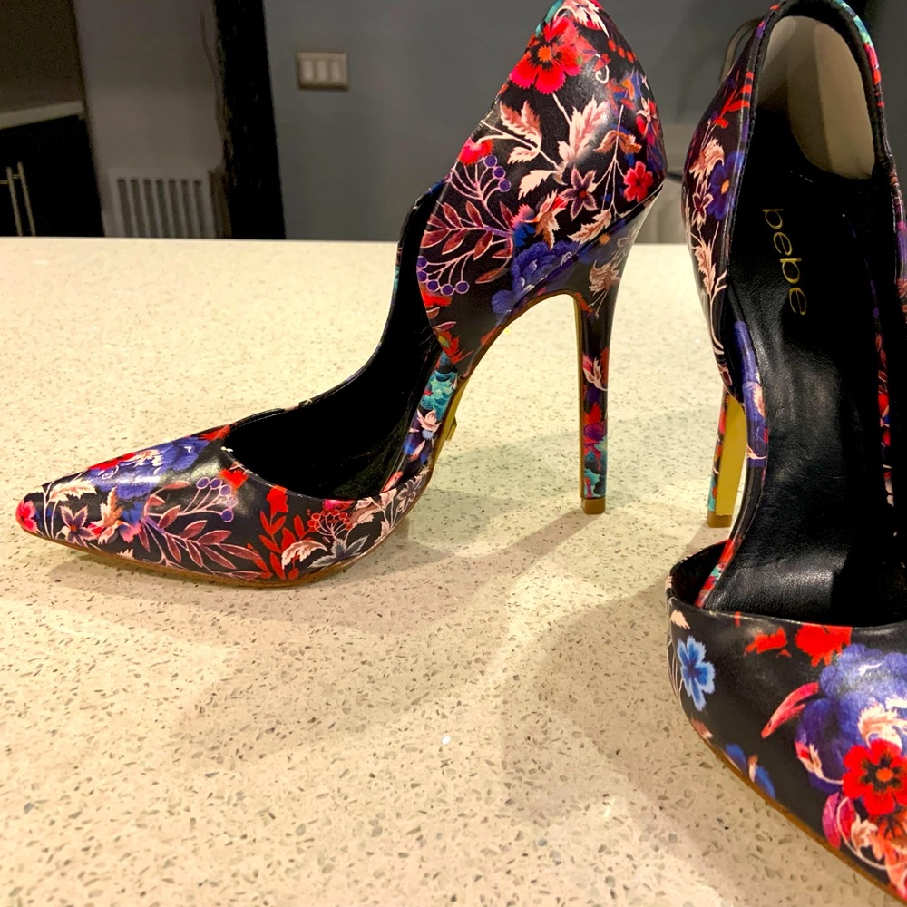 Floral Bebe high heels